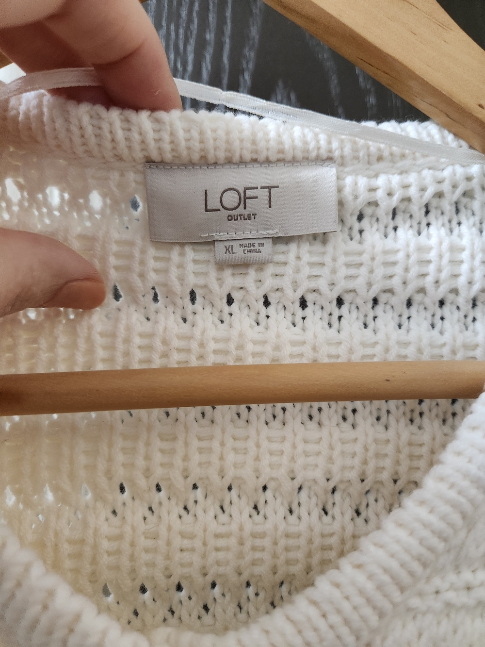 LOFT Cream Knit Button-Front Cardigan with Patch Pockets - Picture 2 of 5
